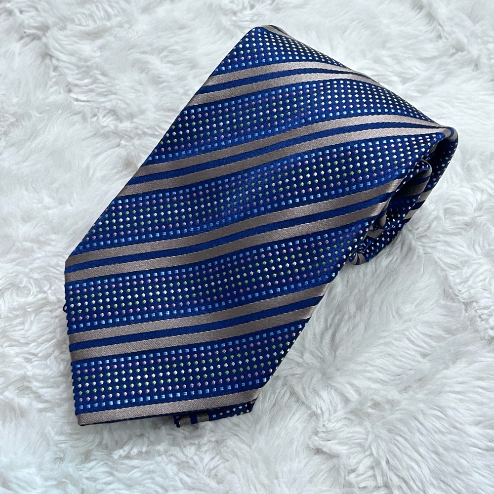 Bellissimo® Sartoriale Men’s Blue‎ Diagonal Striped 100% Silk Tie Made in Italy.